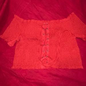 Shein crop top with strings.